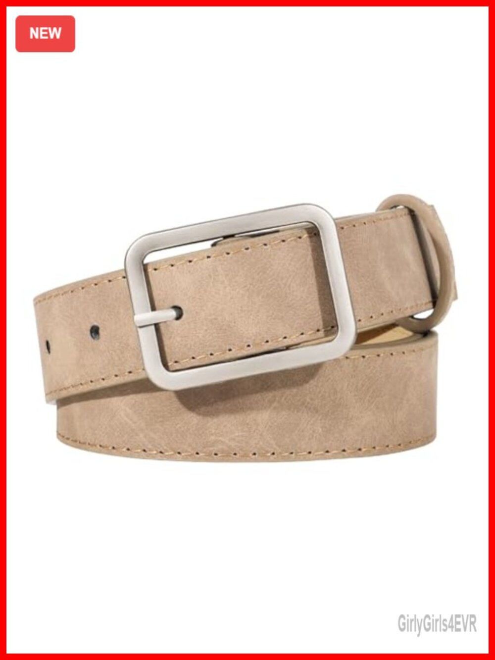 Suede Leather Belt with Silver Buckle Adjustable Waist Fashion Accessory